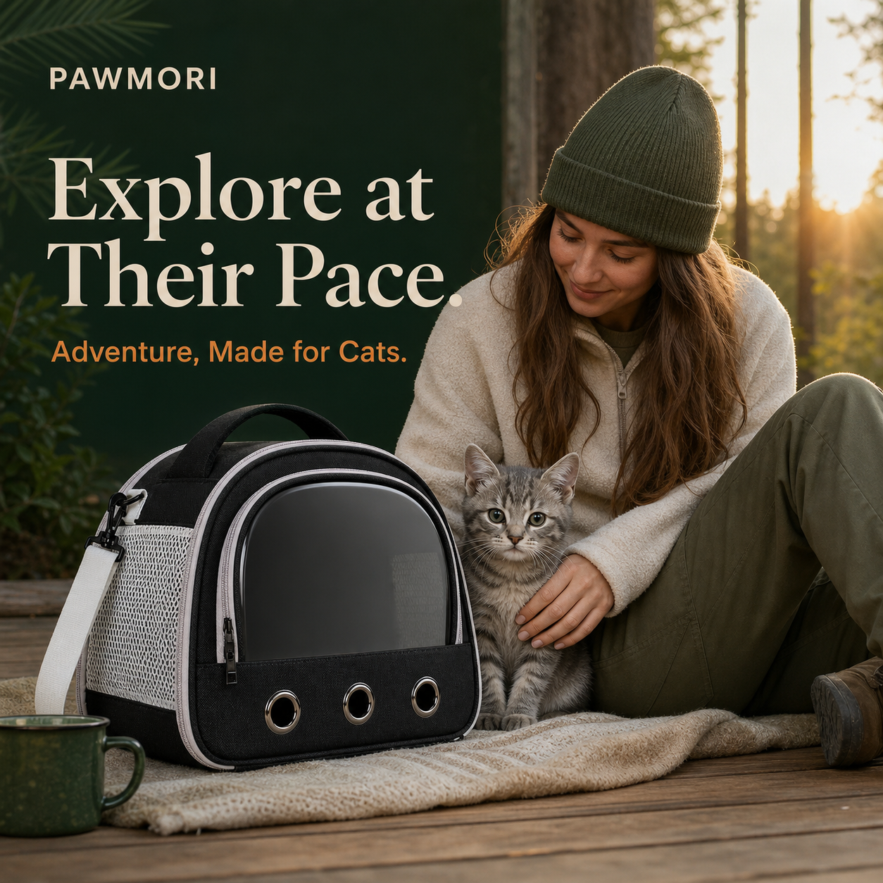 Pawmori Foldable Breathable Cat Carrier Bag