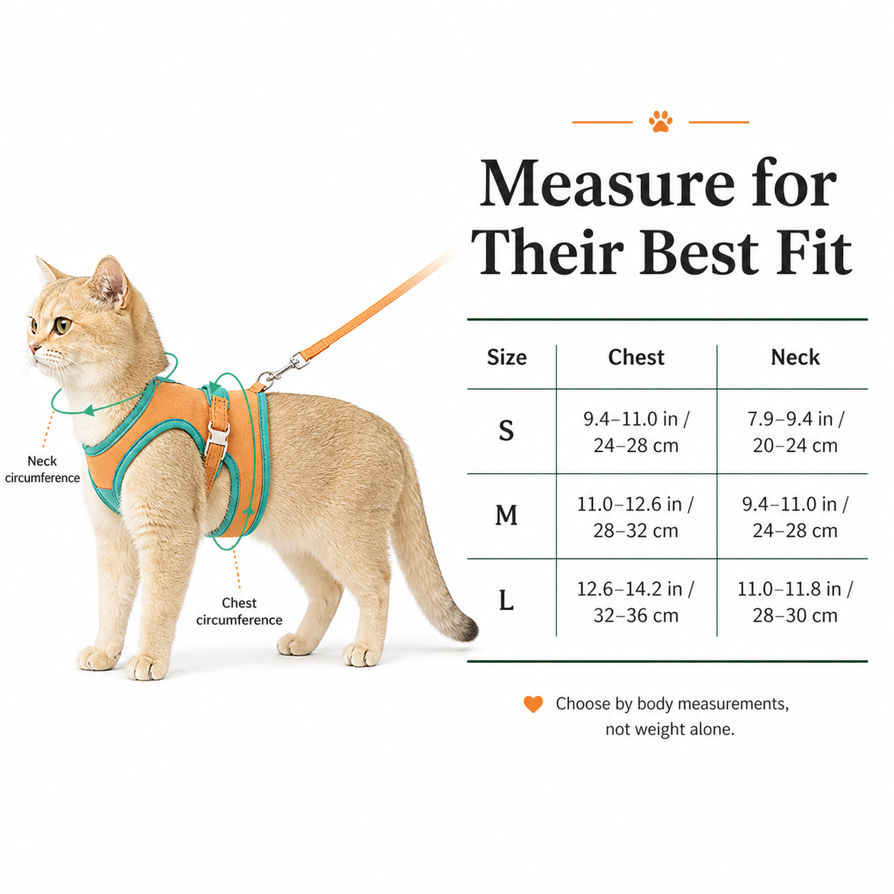Pawmori Soft Reflective Cat Harness & Leash Set