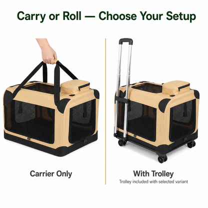 Pawmori Large Foldable Cat Carrier for Car Travel