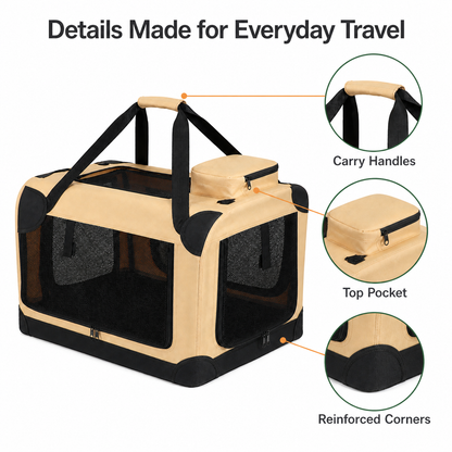 Pawmori Large Foldable Cat Carrier for Car Travel