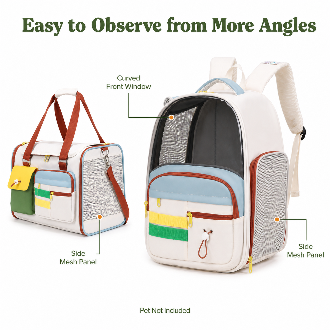 Pawmori Colorblock Cat Carrier — Backpack or Travel Tote