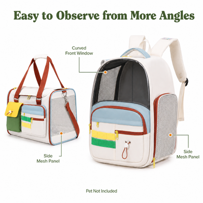 Pawmori Colorblock Cat Carrier — Backpack or Travel Tote