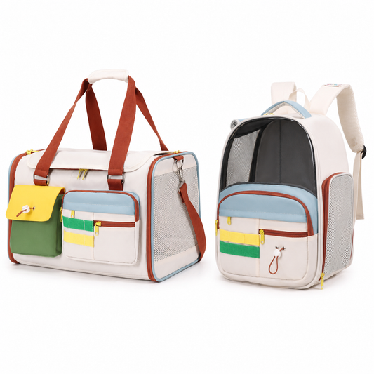 Pawmori Colorblock Cat Carrier — Backpack or Travel Tote