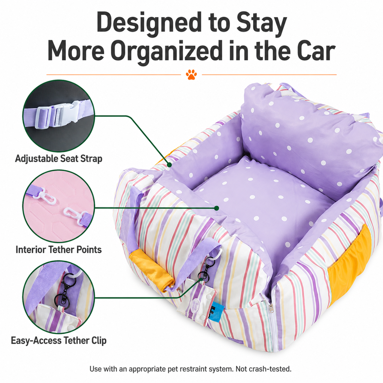 Pawmori Padded Cat Car Travel Bed with Cooling Mat