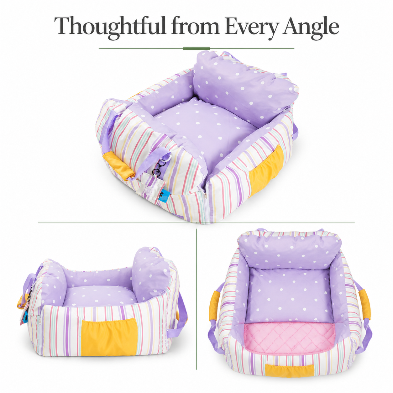 Pawmori Padded Cat Car Travel Bed with Cooling Mat