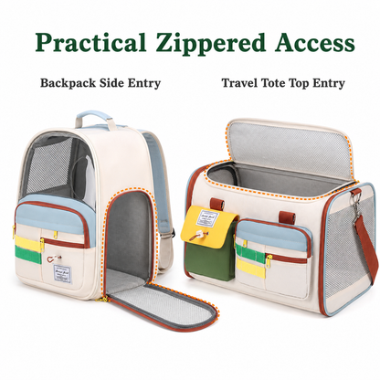 Pawmori Colorblock Cat Carrier — Backpack or Travel Tote