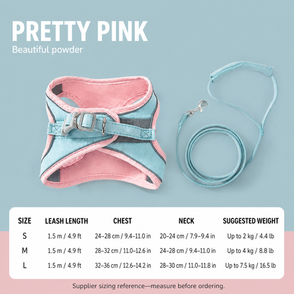 Pawmori Soft Reflective Cat Harness & Leash Set